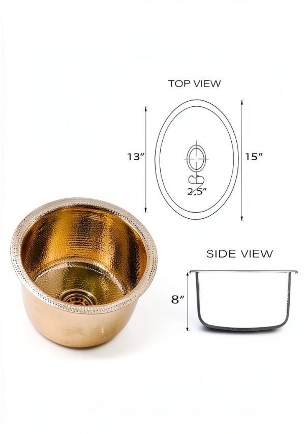 Nantucket Brass Bar Sink Gold Hammered Dual Mount Round-1