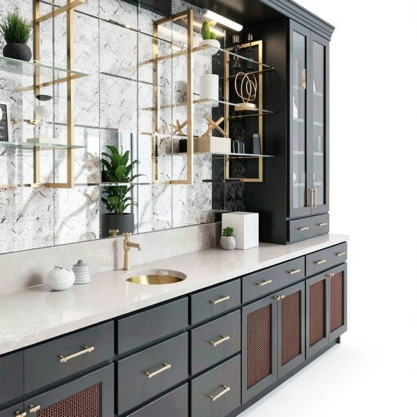 Nantucket Brass Bar Sink Gold Hammered Dual Mount Round-5