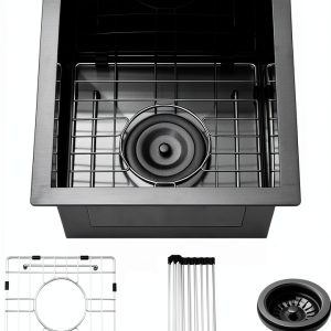 Bar Prep Sink PEPO Undermount Gunmetal Black-0