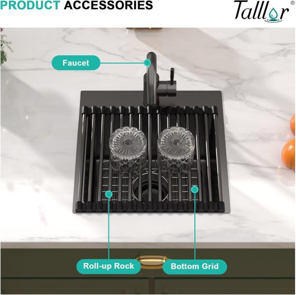 Talllor 15in Gunmetal Bar Sink Stainless Steel-5