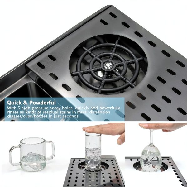 VASOYO Undermount Sink Black Glass Rinser-7