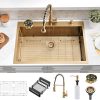 SOMRXO Gold Kitchen Sink Stainless Steel Drop-In 36x22-0