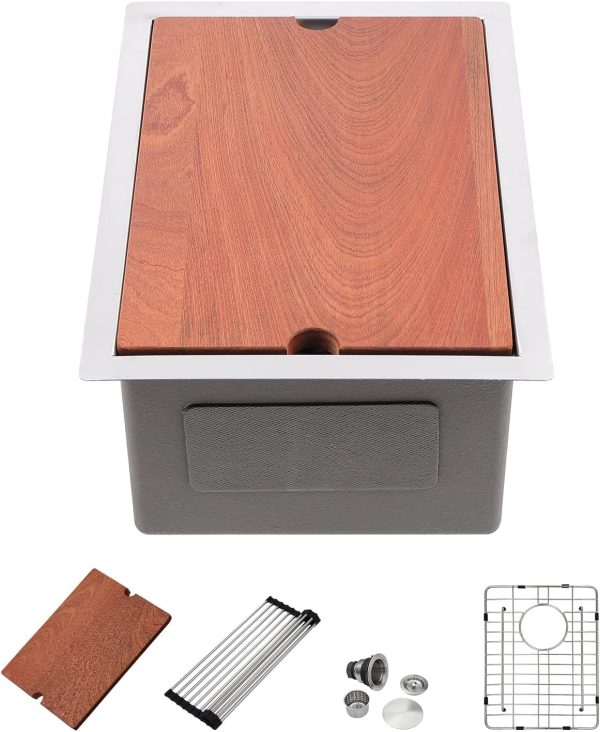 Dcolora Stainless Steel Bar Sink Workstation Cutting Board-8