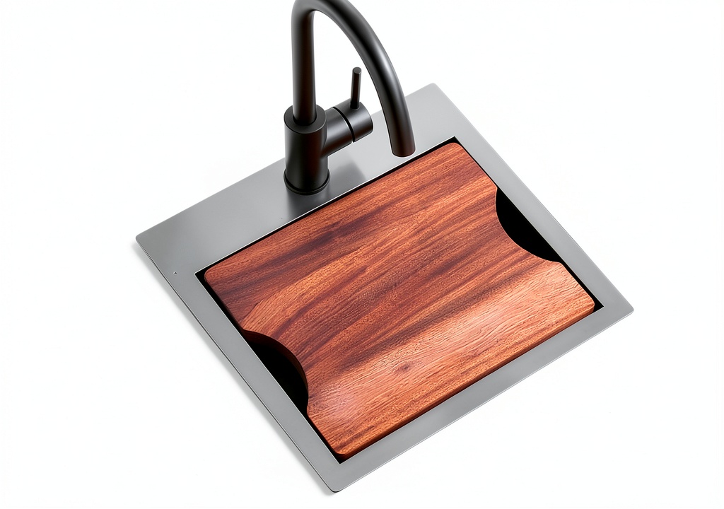 Installing Scamall stainless steel bar sink with nano PVD coating on a wooden countertop