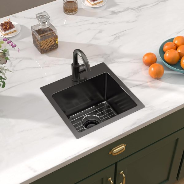 Talllor Bar Sink Gunmetal Black Stainless Steel Drop In-7