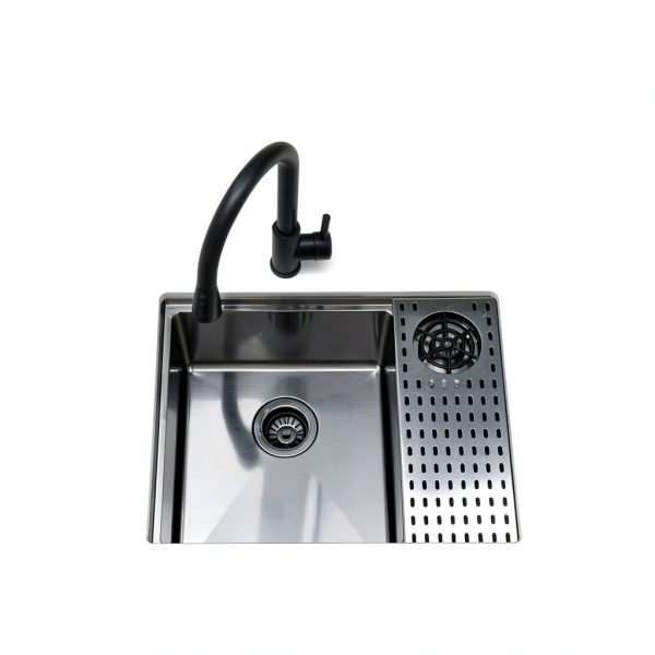 VASOYO Undermount Sink Black Glass Rinser-2