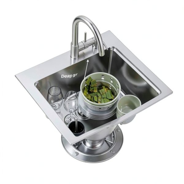 Talllor Outdoor Kitchen Sink Stainless Steel Drop In BBQ-6