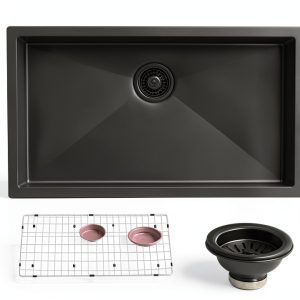 Ruvati Black Stainless Steel Kitchen Sink Undermount Single-0