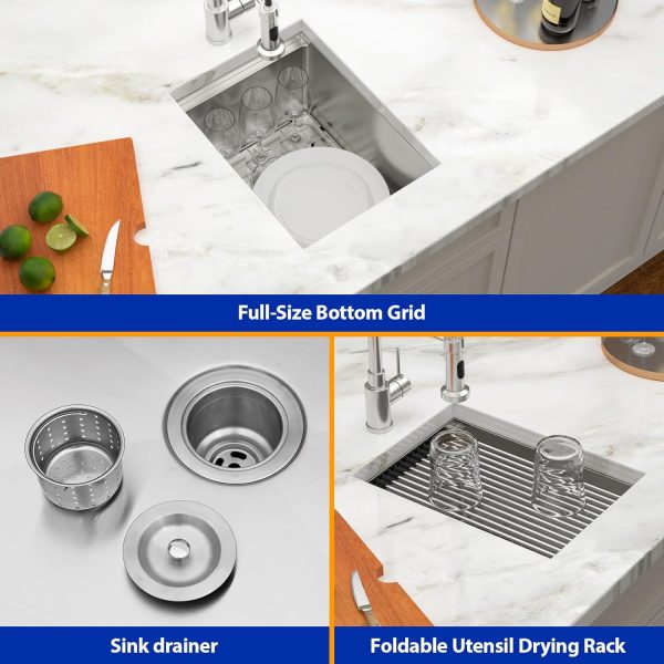 Dcolora Stainless Steel Bar Sink Workstation Cutting Board-3