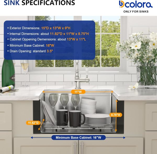 Dcolora Bar Sink Stainless Steel Undermount Compact Design-5
