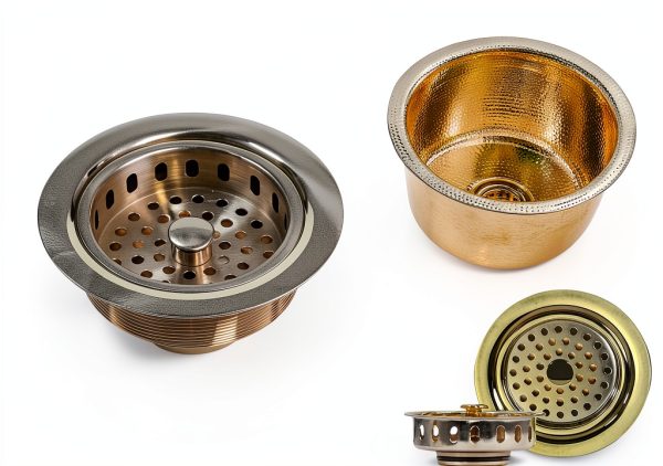Nantucket Brass Bar Sink Gold Hammered Dual Mount Round-6