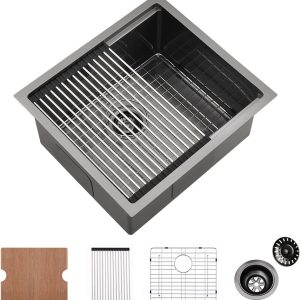 VASOYO Stainless Undermount Bar Sink Black 19x18x10-0