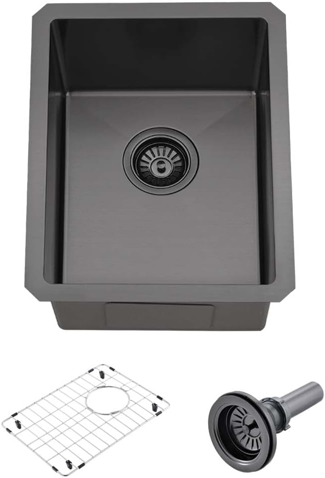 Wesliv Black Bar Sink installed in a modern kitchen countertop