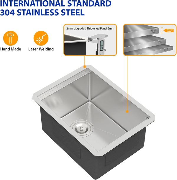 Dcolora Stainless Steel Bar Sink Workstation Cutting Board-6
