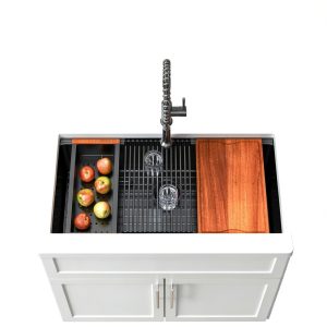 Dcolora Undermount Kitchen Sink Workstation Gunmetal Black-0