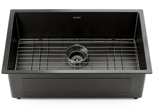 Ruvati Black Stainless Steel Kitchen Sink Undermount Single-2