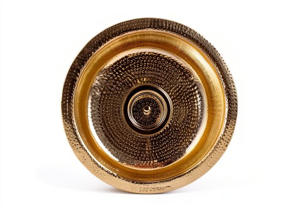 Nantucket Brass Bar Sink Gold Hammered Dual Mount Round-2