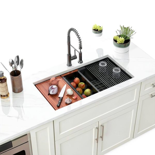 Dcolora Undermount Kitchen Sink Workstation Gunmetal Black-2