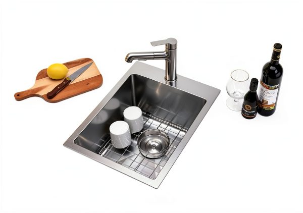 VALISY Stainless Steel Bar Sink Brushed Nickel Topmount-2