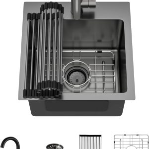 Talllor 15in Gunmetal Bar Sink Stainless Steel-0
