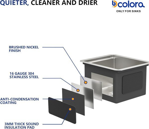 Dcolora Bar Sink Stainless Steel Undermount Compact Design-6