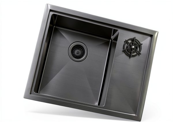 VASOYO Undermount Sink Black Glass Rinser-5