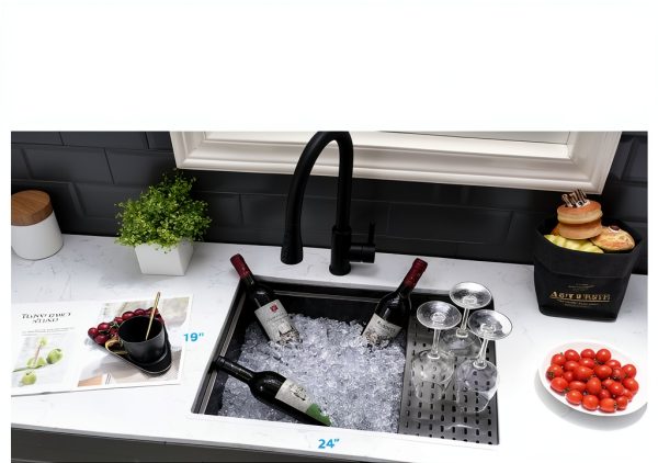 VASOYO Undermount Sink Black Glass Rinser-4