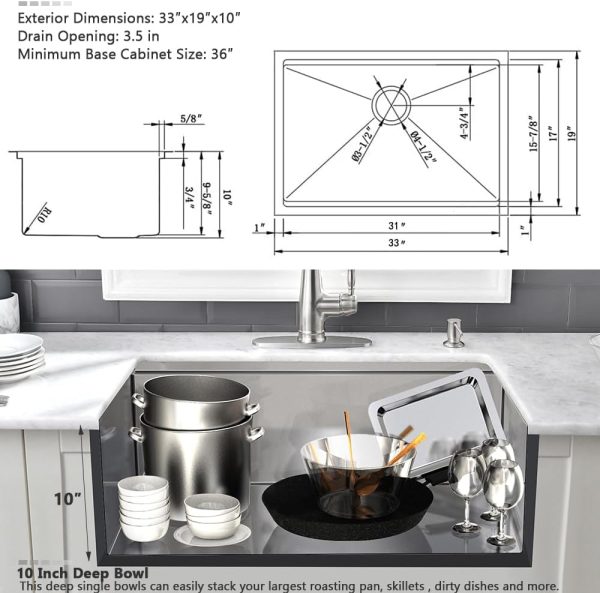 Stainless Steel Undermount Sink VASOYO Modern-5
