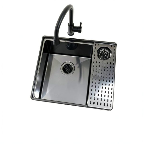VASOYO Undermount Sink Black Glass Rinser-8