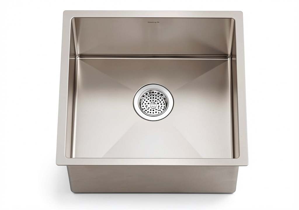 'Kohler stainless steel bar sink installed in a kitchen island'