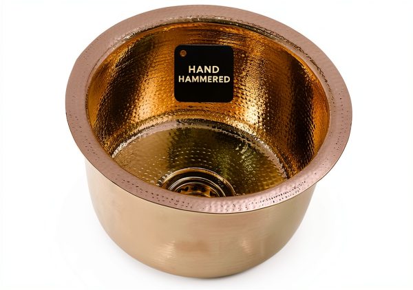 Nantucket Brass Bar Sink Gold Hammered Dual Mount Round-0