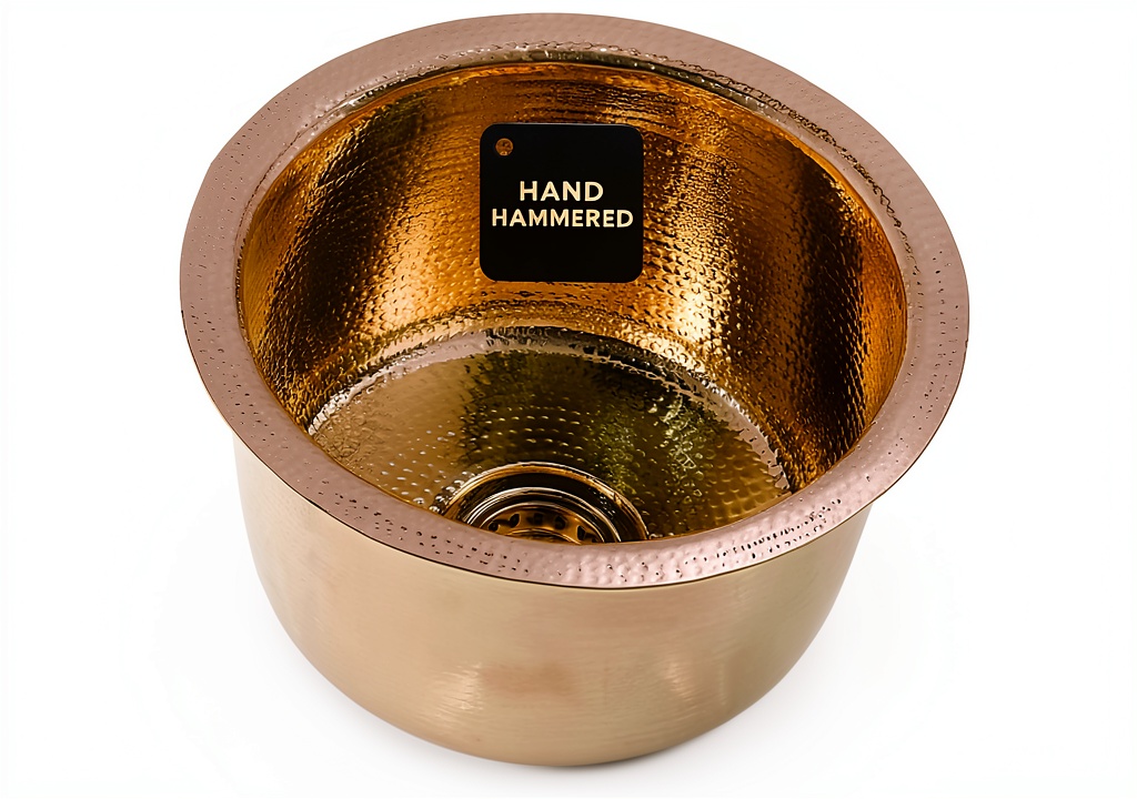 Nantucket brass bar sink in a modern kitchen setting