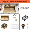 SOMRXO Gold Kitchen Sink Stainless Steel Drop-In 36x22-7