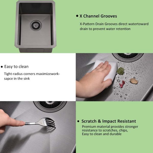 Wesliv Black Bar Sink Undermount Stainless Steel Kitchen-4
