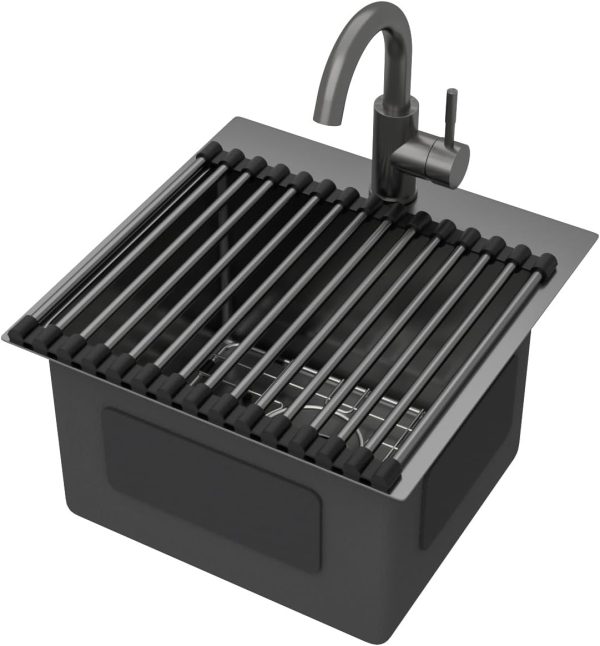 Talllor 15in Gunmetal Bar Sink Stainless Steel-8
