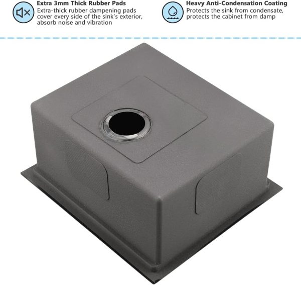 VASOYO Stainless Undermount Bar Sink Black 19x18x10-6