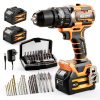 Alloyman 20V MAX Cordless Hammer Drill, Max 620 In-lbs, 31500BPM, Brushless Motor, 1/2" Keyless Metal Chuck, 20+3 Torque Settings, Impact Drill Kit for Drilling Brick Wall, Metal-0