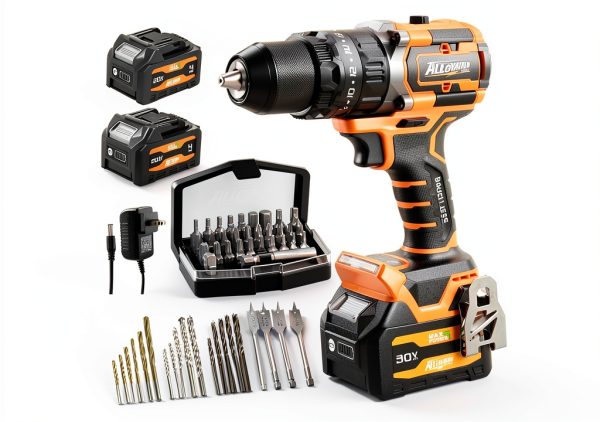 Alloyman 20V MAX Cordless Hammer Drill, Max 620 In-lbs, 31500BPM, Brushless Motor, 1/2" Keyless Metal Chuck, 20+3 Torque Settings, Impact Drill Kit for Drilling Brick Wall, Metal-0
