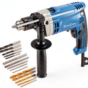 Hammer Drill DongCheng 6A 1/2" Keyed Chuck with 15‑Piece Bit Set Blue-0