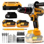 Cordless Hammer Drill GoYwato 1239inlbs 21V Brushless 2Battery Set-0