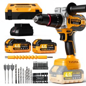 Cordless Hammer Drill GoYwato 1239inlbs 21V Brushless 2Battery Set-0