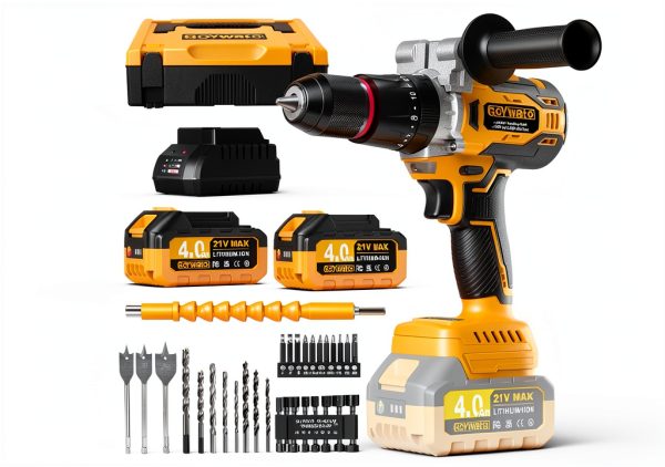 Cordless Hammer Drill GoYwato 1239inlbs 21V Brushless 2Battery Set-0
