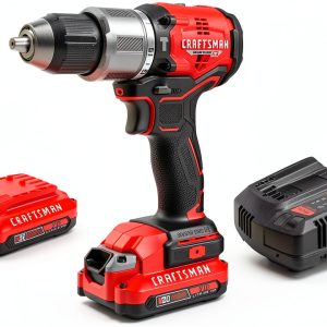 CRAFTSMAN V20 Cordless Hammer Drill Kit, 1/2 inch, 2 Batteries and Charger Included (CMCD732D2)-0