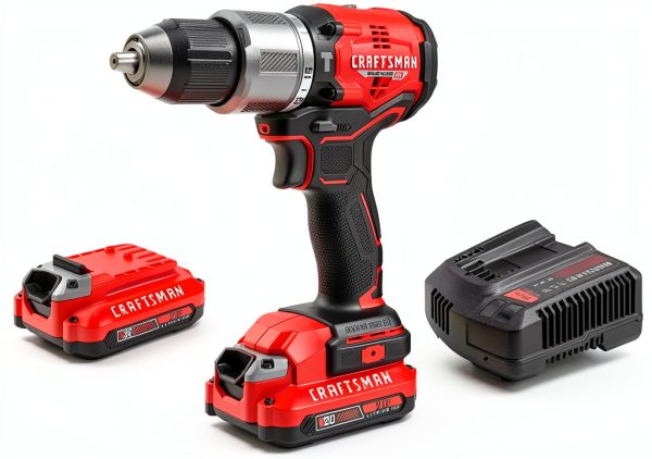 CRAFTSMAN V20 Cordless Hammer Drill Kit, 1/2 inch, 2 Batteries and Charger Included (CMCD732D2)-0